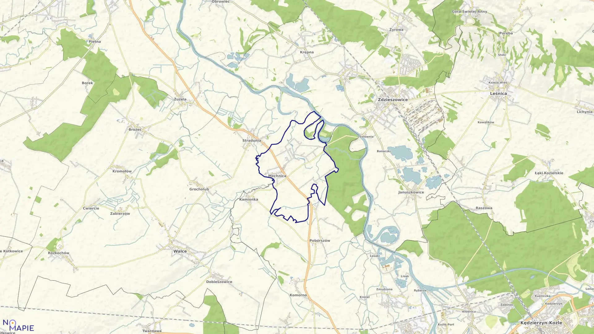 Mapa obrębu MECHNICA w gminie Reńska Wieś