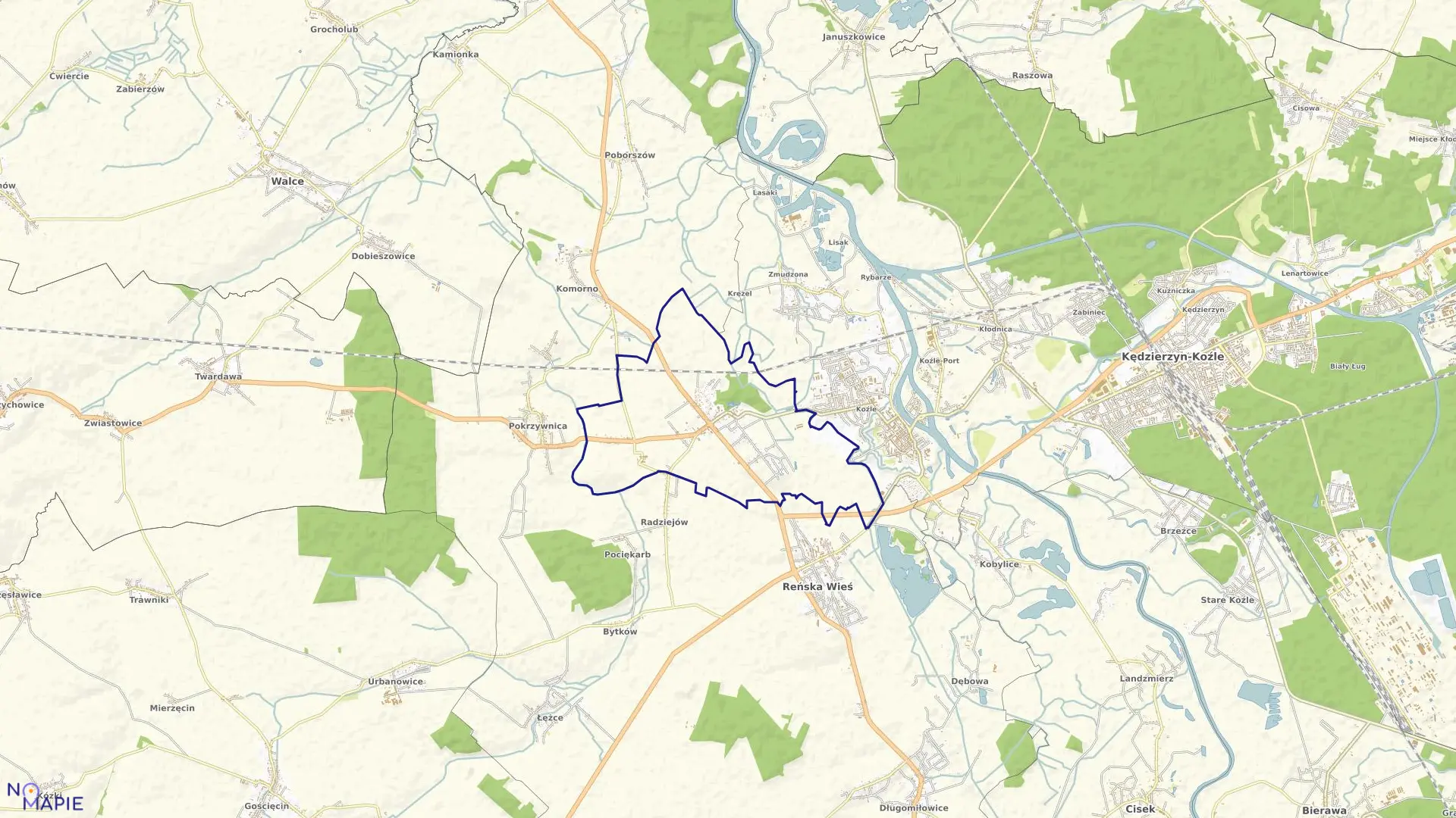 Mapa obrębu WIĘKSZYCE w gminie Reńska Wieś